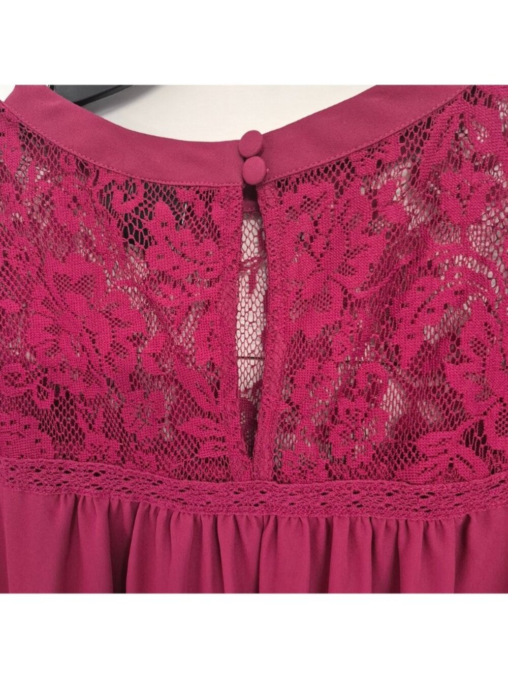 Torrid Womens Burgundy Lace Blouse Short Flutter Sleeves - Picture 4 of 9